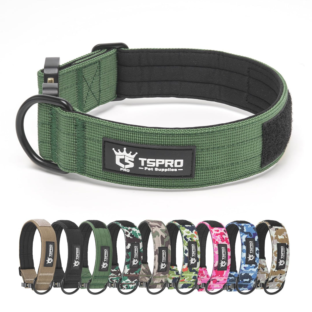TSPRO Premium Hunde Halsband mit leuchtendem Patch - Dickes Halsband für Hunde, Verstellbar, mit rob