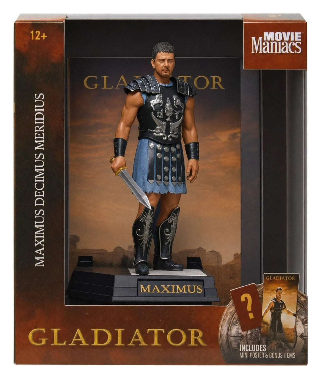 McFarlane Toys Movie Maniacs Gladiator Maximus Decimus Meridius Posed Figure with Scenic Backdrop, D