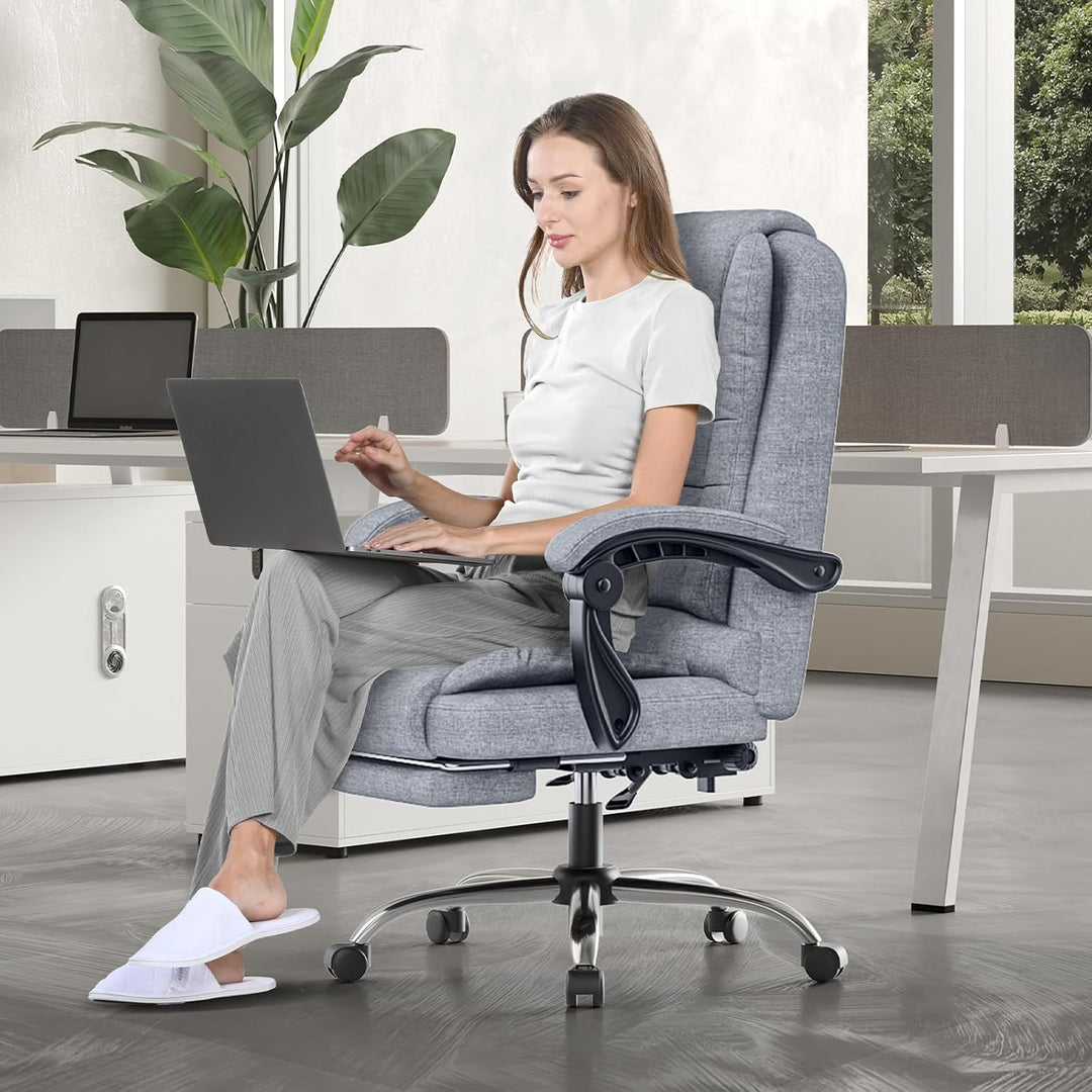 naspaluro Ergonomischer Bürostuhl mit Fussstütze, Schreibtischstuhl mit Hoher Rückenlehne, Gepolster