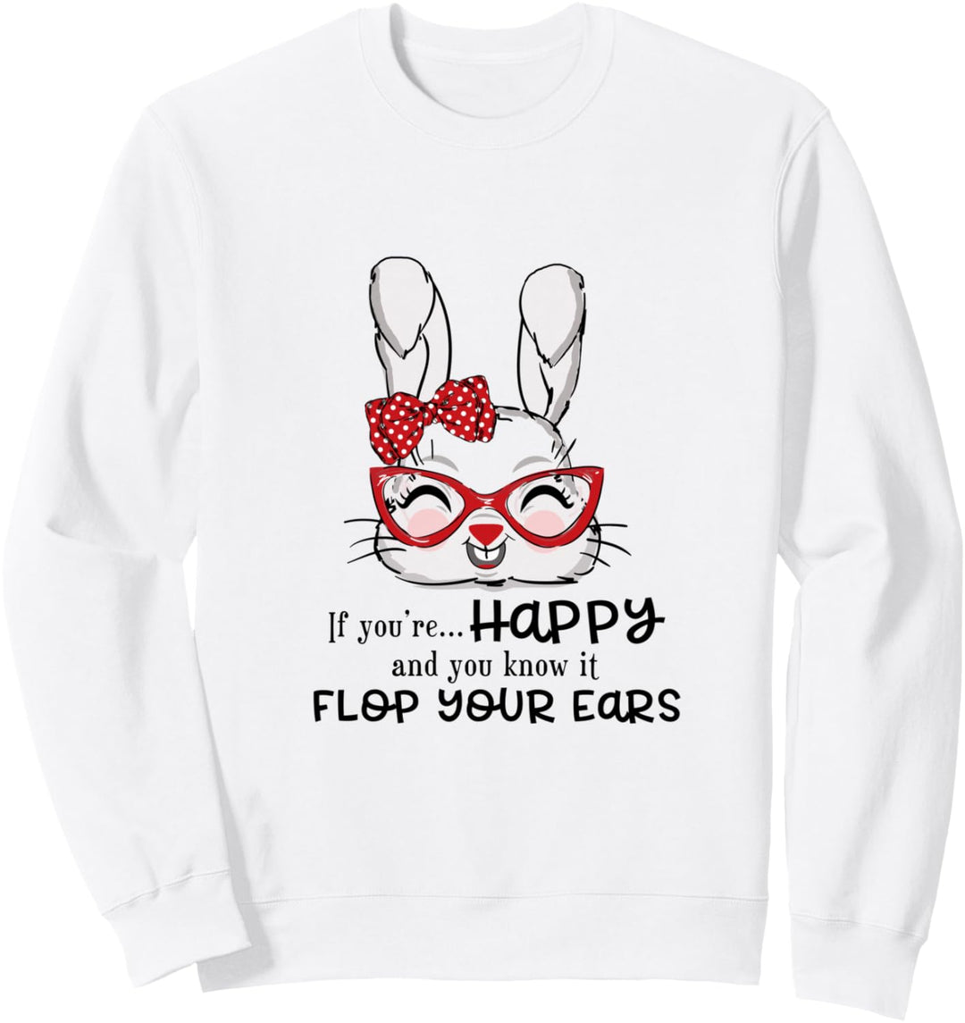 Cute Easter Bunny Red Glasses Bow Rabbit Lovers Women Girls Sweatshirt