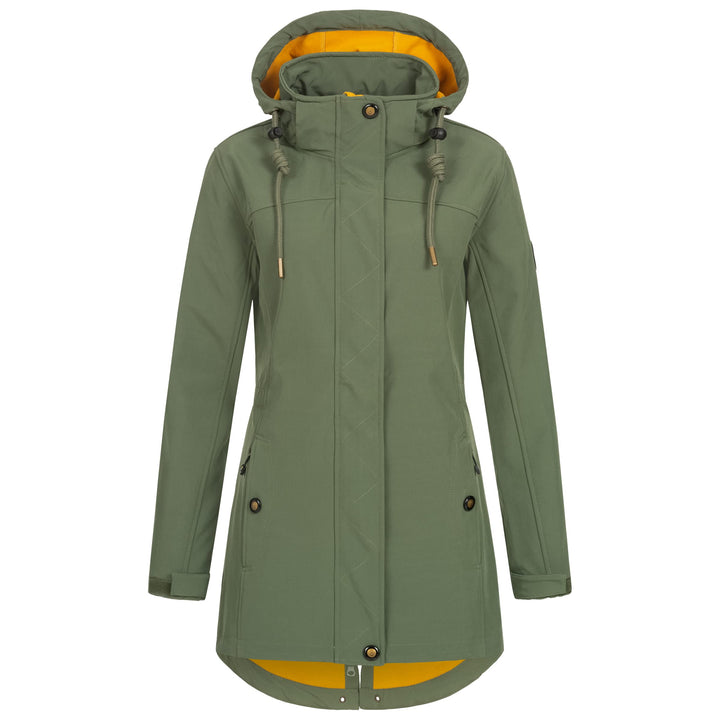 Ankerglut Women's softshell coat, short coat with hood, lined transition jacket, Ankerglutbrise soft