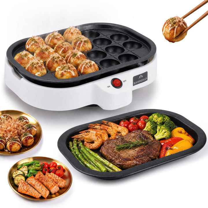 BAOSHISHAN Elektrische Takoyaki Maker Octopus Ball Maschine 20 Löcher Takoyaki Gerät für Zuhause 220