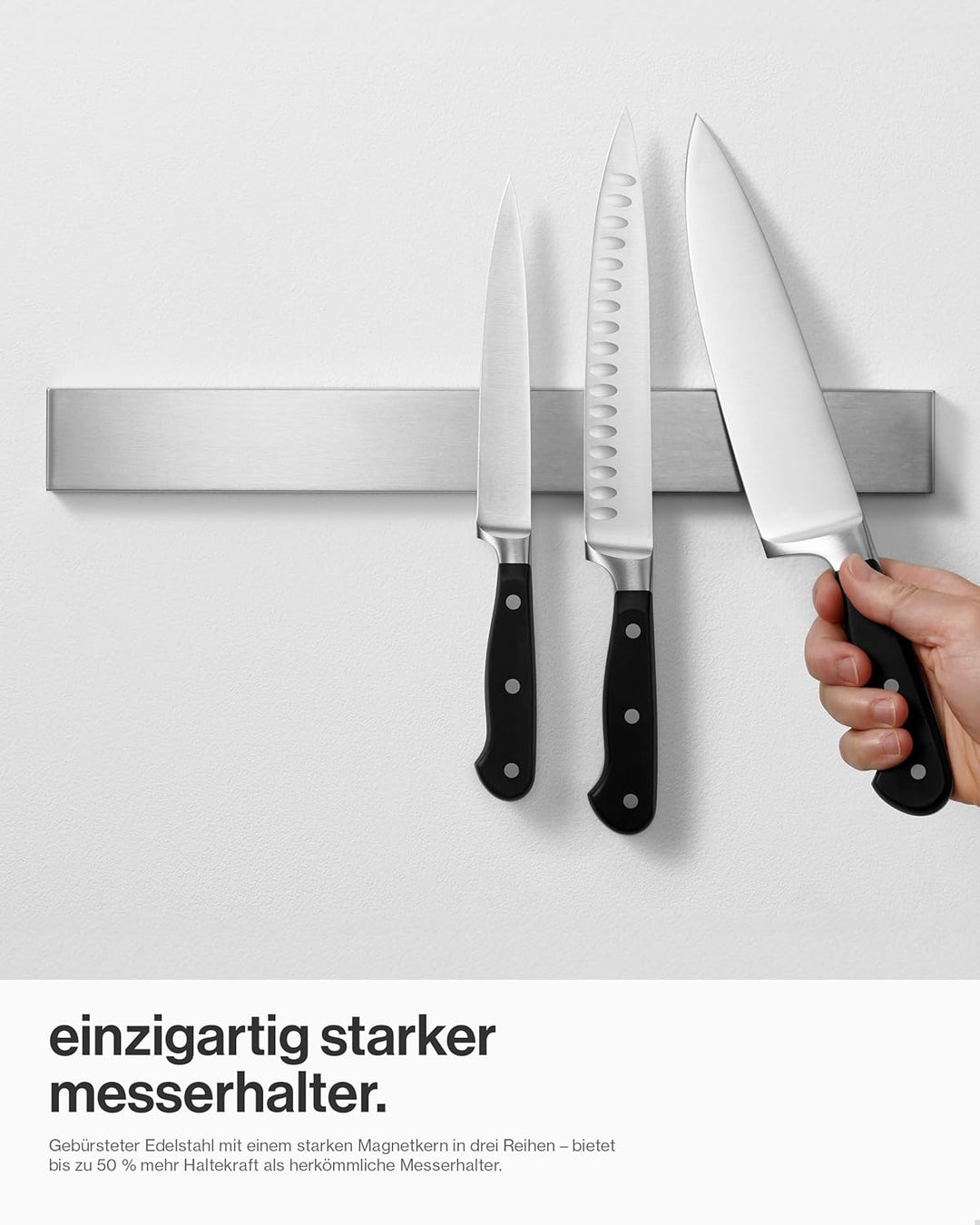 LARHN Magnetleiste Messer aus Edelstahl, 40cm - Messerhalter Magnetisch - Magnetischer Messerblock O