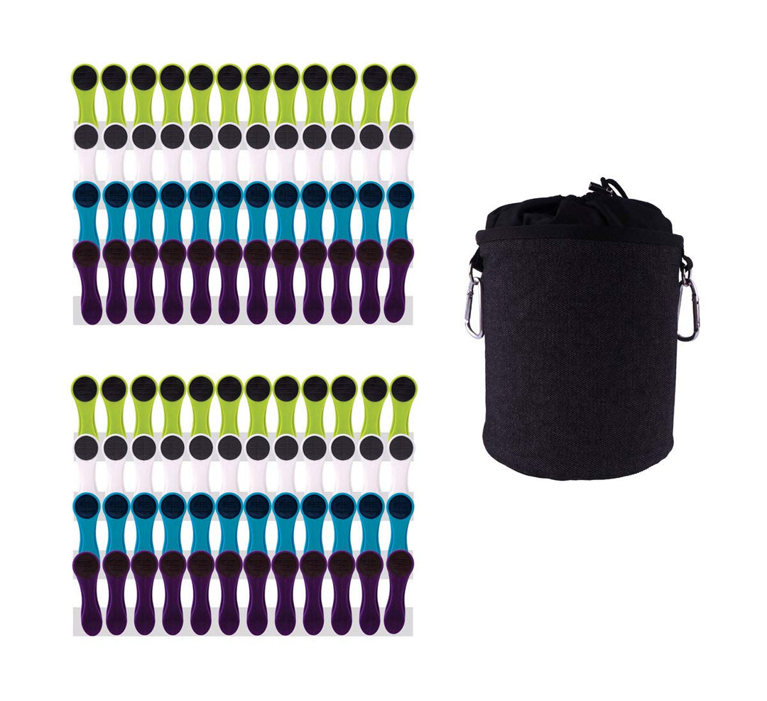 96 Wäscheklammern Soft Grip Softgrip Soft Touch Softtouch (Weiss, Blau, Grün, Lila) und 1 Wäscheklam