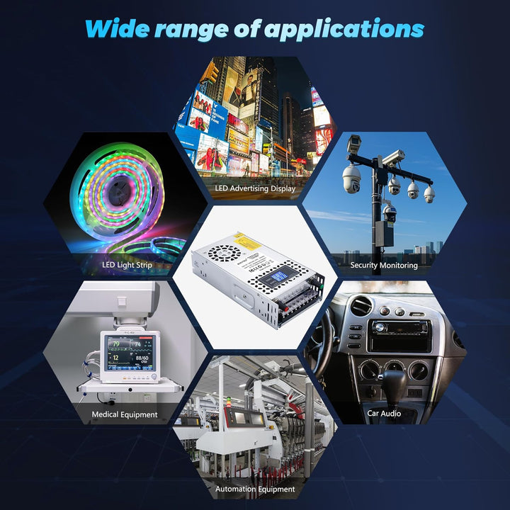 BOSYTRO Einstellbar Schaltnetzteil AC 110V/220V to DC 0-48V Transformator 12.5A 600W Spannung Digita