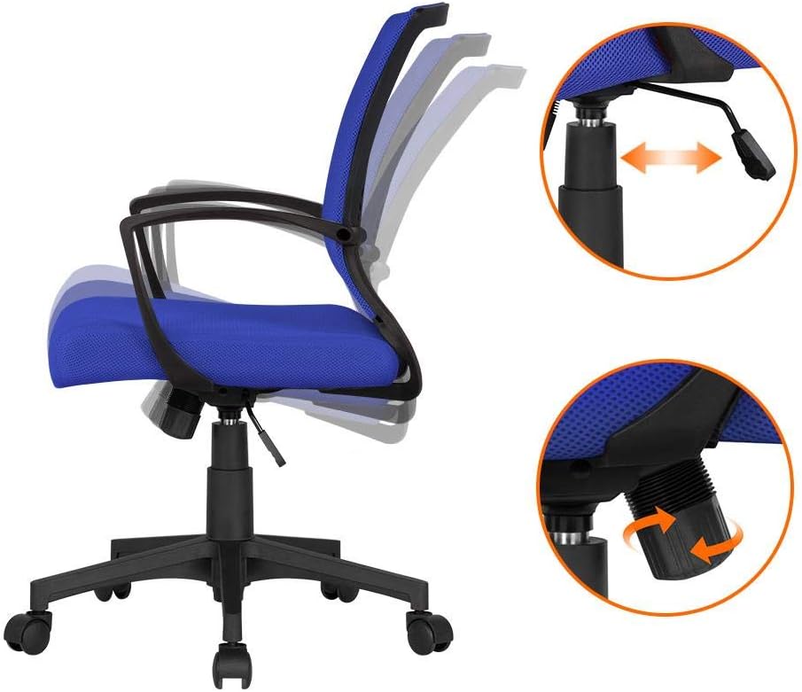 Yaheetech Bürostuhl Schreibtischstuhl Arbeitsstuhl Netzstuhl mit Rückenlehne und Armlehne Wippfunkti