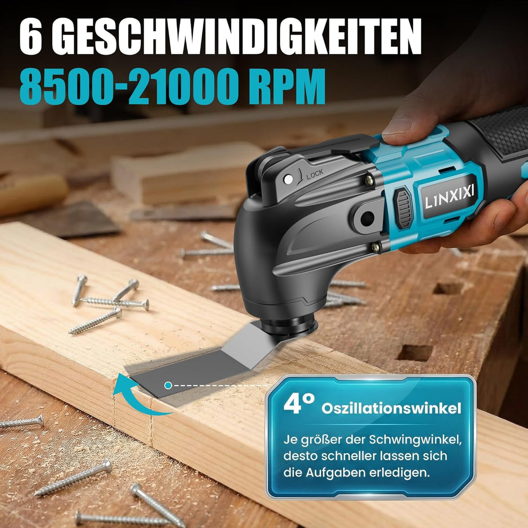 Akku Multifunktionswerkzeug mit 2x2000mAh Akku, kompatibel mit Makita LXT-18V Akku, Bürstenloses Osz