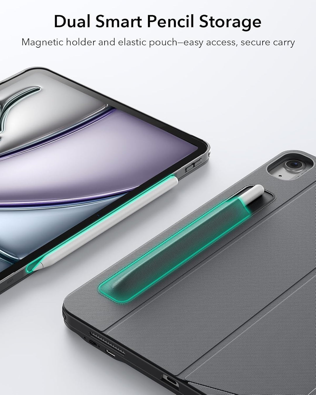 ESR Hülle mit Tastatur für iPad Air 11" (M3/M2) & 10,9" (5/4. Gen) – Magnetisch abnehmbare Keyboard,