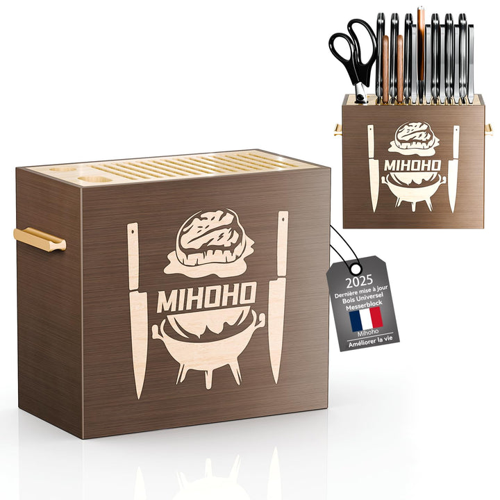 Universal-Messerblock aus Holz mit Schlitzen, Messerhalter/Messer-Organizer aus Holz, einzigartige M