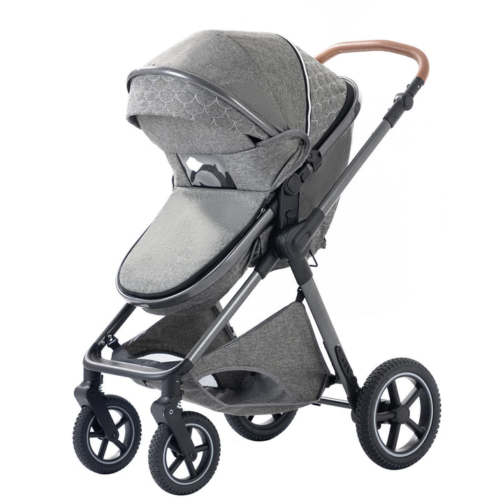 BEBBY 3-in-1 Kinderwagen KombiKinderwagen-Set 2-in-1 Buggy faltbar Luxus Hochlandschaft Neugeborenes