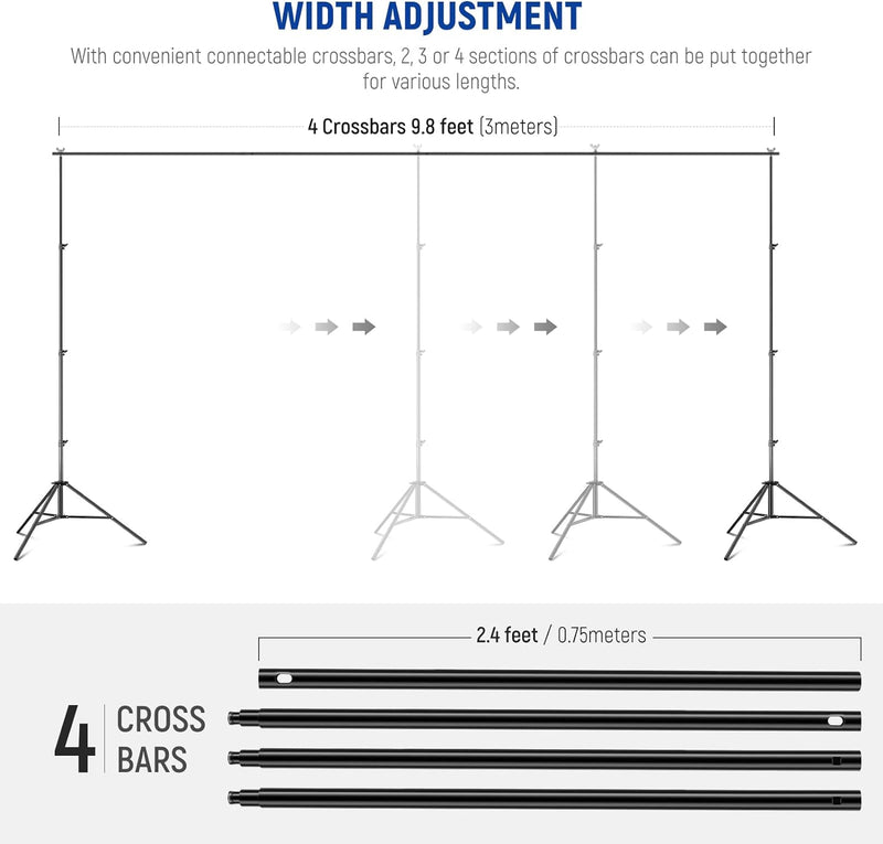 NEEWER 8,5x10 Fuss verstellbares Hintergrundständer Set, Fotografie Hintergrund Unterstützungssystem