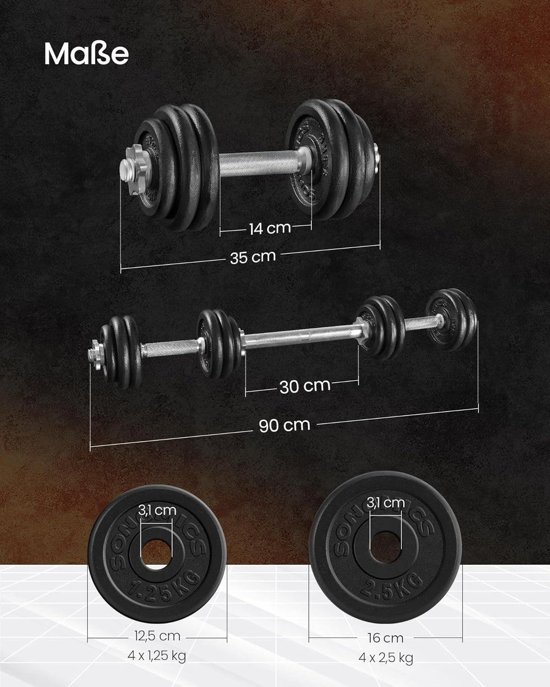SONGMICS 2-in-1-Hanteln, 2er Set, Hantelset aus Gusseisen, verstellbar, Kurzhantelset mit Verbindung
