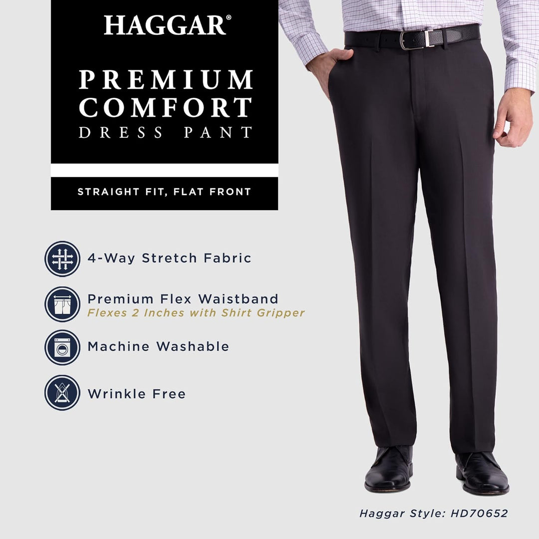 Haggar Herren Premium Comfort Anzughose – Gerade Passform, Flache Vorderseite, Reg. und Big & Tall K