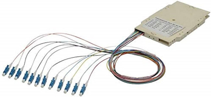 DIGITUS LWL Spleiss-Kassette - 12 Pigtails - Vormontiert - LC - OM4 - Durchgefärbt nach DIN IEC 6030