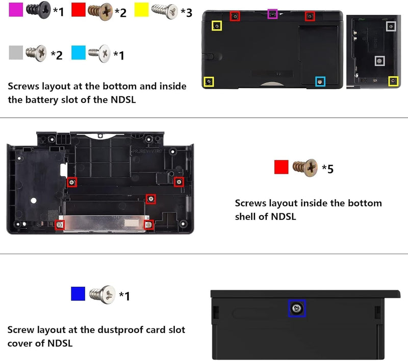 eXtremeRate Ersatz Gehäuse Case für Nintendo DS Lite NDSL, DIY-Voll Hülle&Knöpfen&Screen Protector S