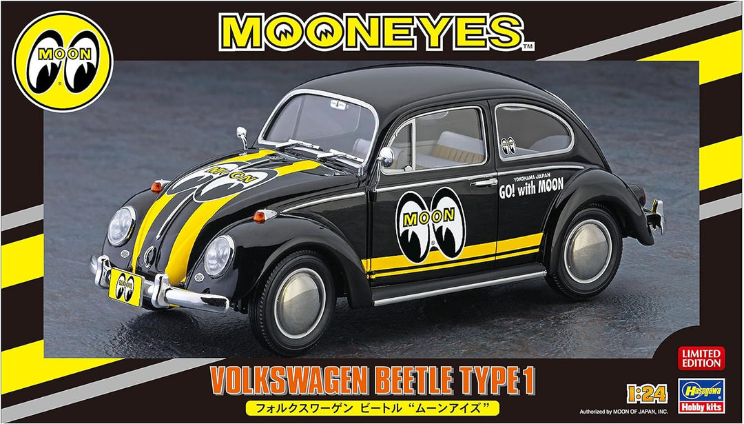 Hasegawa 020338 1/24 Volkswagen Käfer Type 1,Mooneyes Plastikmodellbausatz, Modelleisenbahnzubehör,