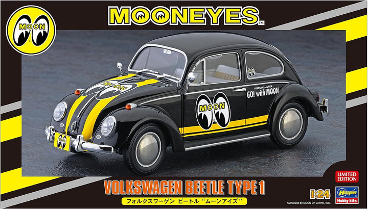 Hasegawa 020338 1/24 Volkswagen Käfer Type 1,Mooneyes Plastikmodellbausatz, Modelleisenbahnzubehör,