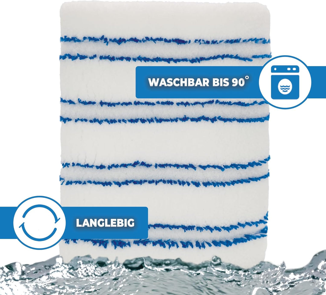 100x Microfaser Wischbezüge mit Abrasiv-Streifen – Profi Ersatz-Bezüge für 40 cm Mopphalter – Wischm
