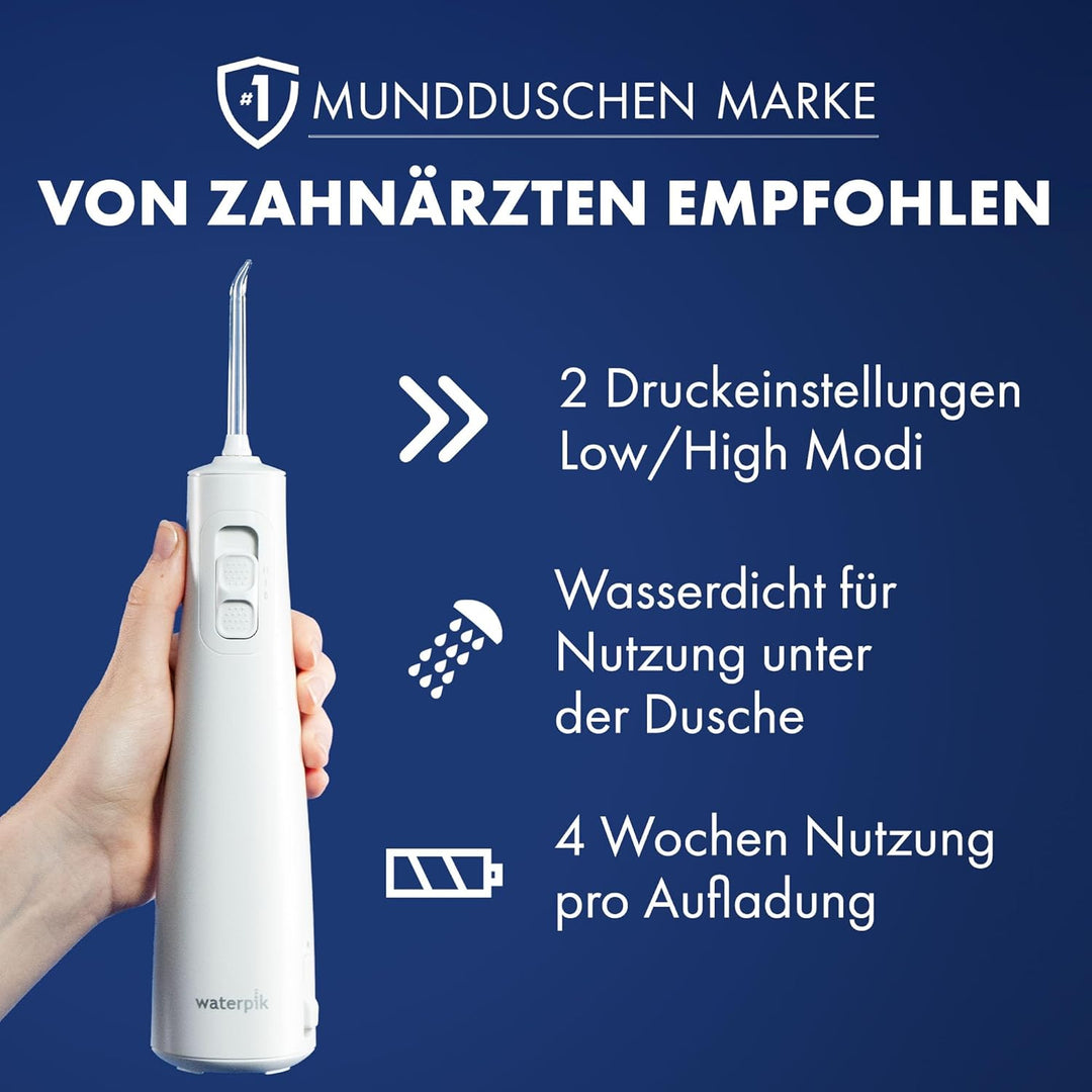 Waterpik Pulse Munddusche kabellos, Professionelle 99,9% Plaque Entfernung, 2x Intensitätsmodi, Zahn