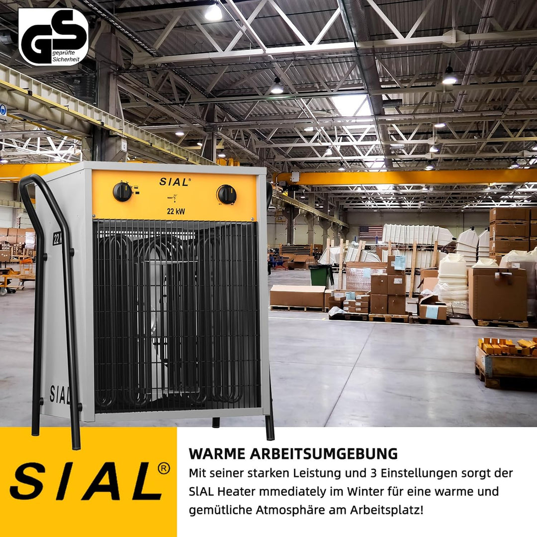 SIAL Heizgebläse 22000W - Elektroheizer Heizlüfter - Bauheizer Bautrockner - Industrielle Heizstrahl