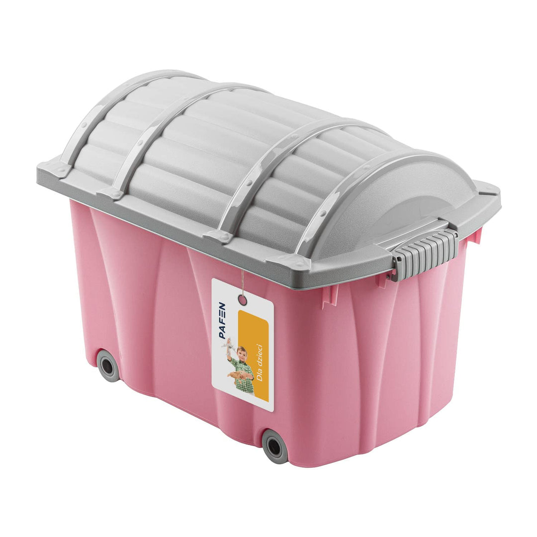 PAFEN Piraten Spielzeugkiste 49l mit Rollen - Schatzkiste 58 x 38,5 x 37,5cm - Spielzeugbehälter Auf