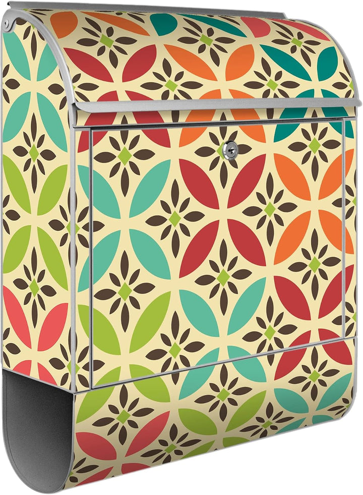 banjado® Design Briefkasten mit Motiv Diamant Muster 39x47x14cm &amp; 2 Schlüssel - Briefkasten Stahl Si
