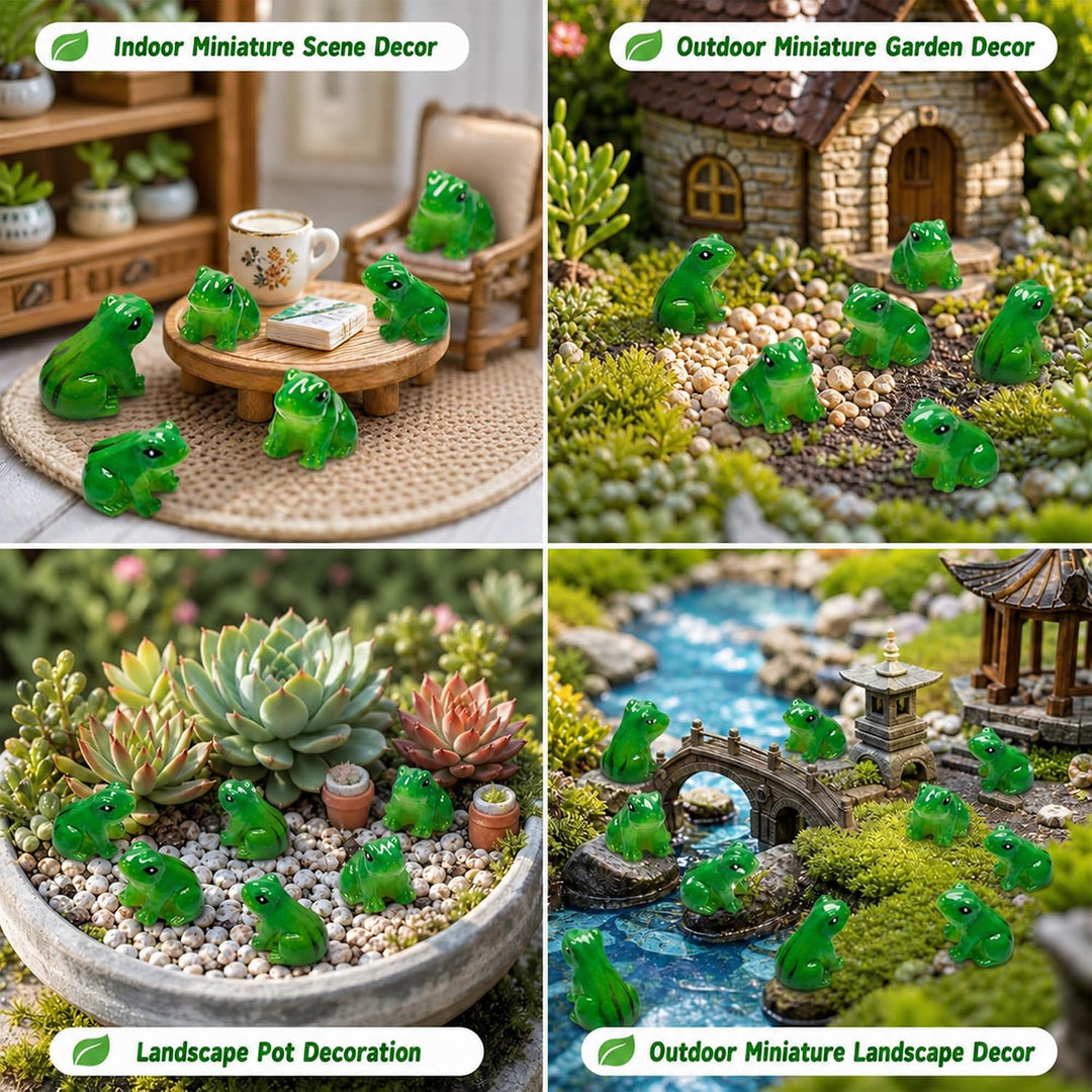 Exasinine 50 Stück Mini-Frösche Harz Grün Frosch Miniaturfiguren Tiere Modell Feengarten Miniatur Mo
