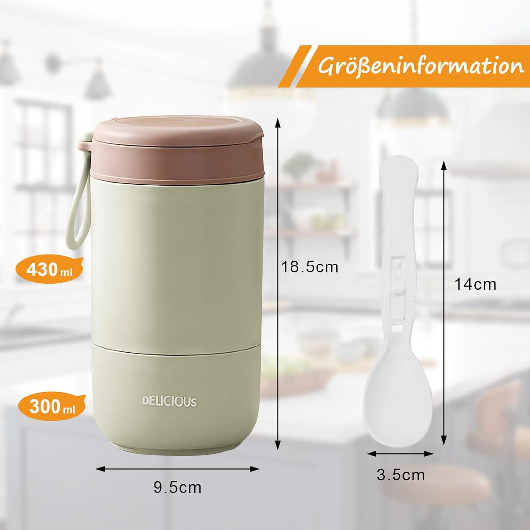 Chedin Müslibecher To Go mit Deckel, Edelstahl Porridge Becher 730ml Auslaufsicher joghurtbecher to