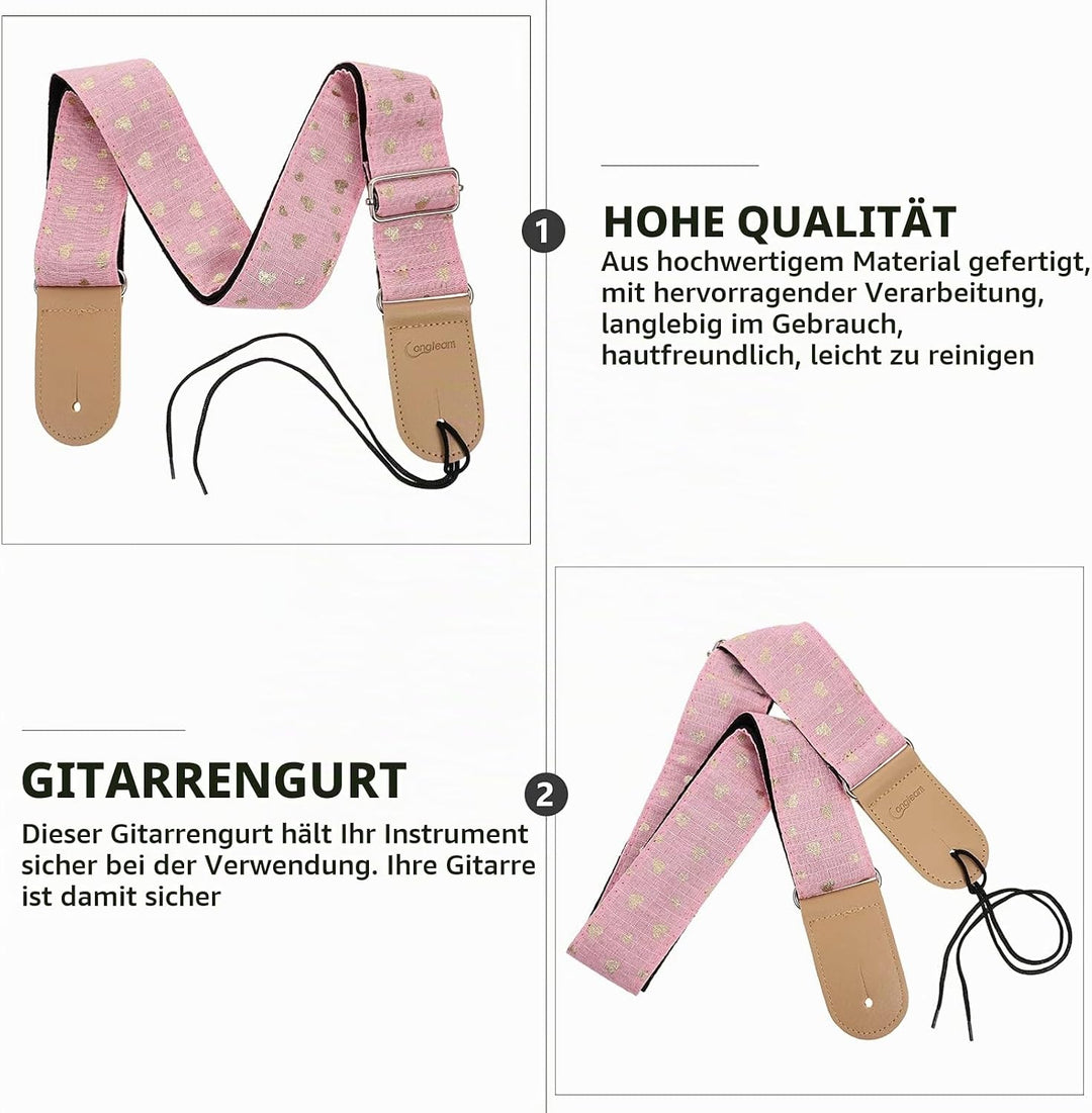 HEALLILY Breite Gitarre Strap Schulter Gurt Herz Muster Nylon Uke Strap Musical Instrument Schulter