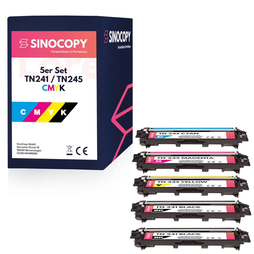 5 SinoCopy XXL Toner für Brother TN-241 TN-245 DCP-9020 CDW HL-3140 3150 3170 CW CDN CDW MFC-9130 91