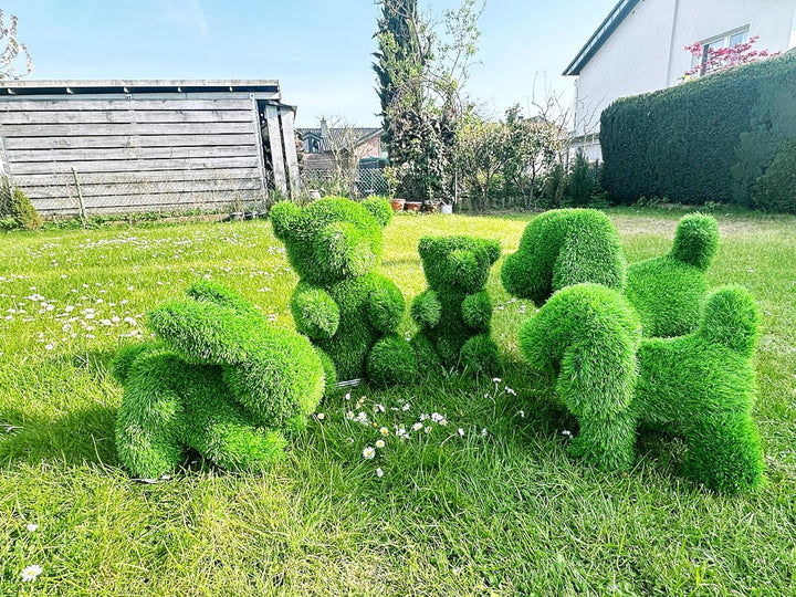 Innovative Kunstwerk Figuren aus Kunstrasen Hase Bär Hund Tier Garten Dekoration Gras Deko (Hase, 35