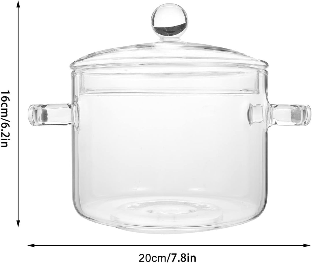 MAGICLULU Hitzebeständiger Suppentopf Aus Borosilikatglas Mit Deckel Und Doppelgriff Transparenter K