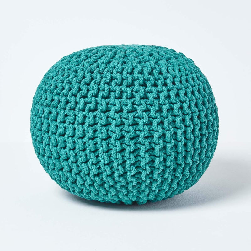 Homescapes Pouf Strickpouf rundes Bodenkissen, Sitzpouf 35 x 40 cm, gepolsterter Sitzhocker, Sitzpuf