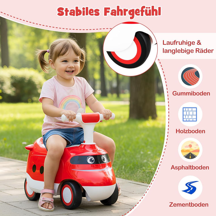 COSTWAY Rutschauto, Rutschfahrzeug mit Hupe & Stauraum unter dem Sitz, Schiebauto in Lokomotive, Rut