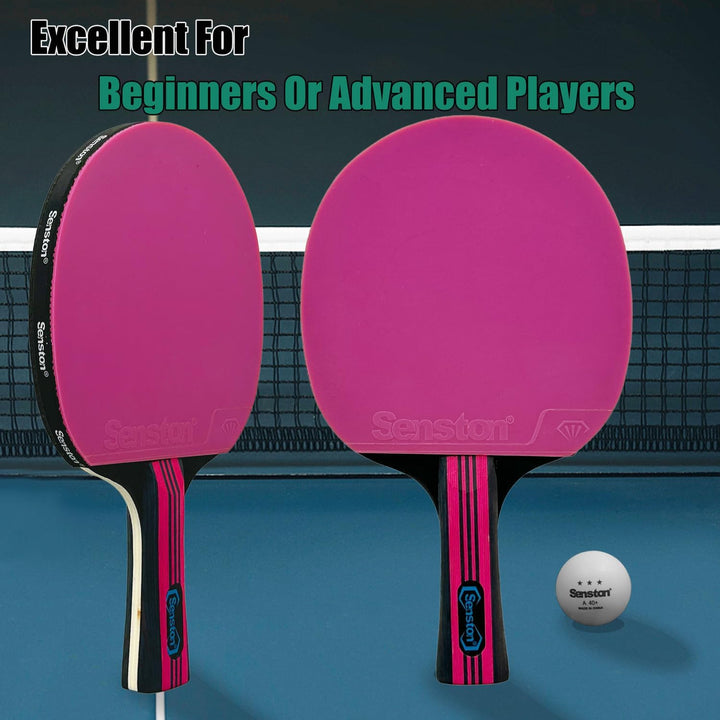 Senston Tischtennisschläger Set, 2 Tischtennisschlager, 3 Tischtennis Bälle und 1 Tasche Ideal für S