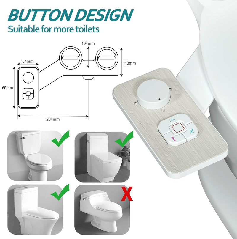 Bidet Aufsatz - SAMODRA Nicht Elektrisch Bidet Toilettenaufsatz mit Einziehbare selbstreinigende Dop