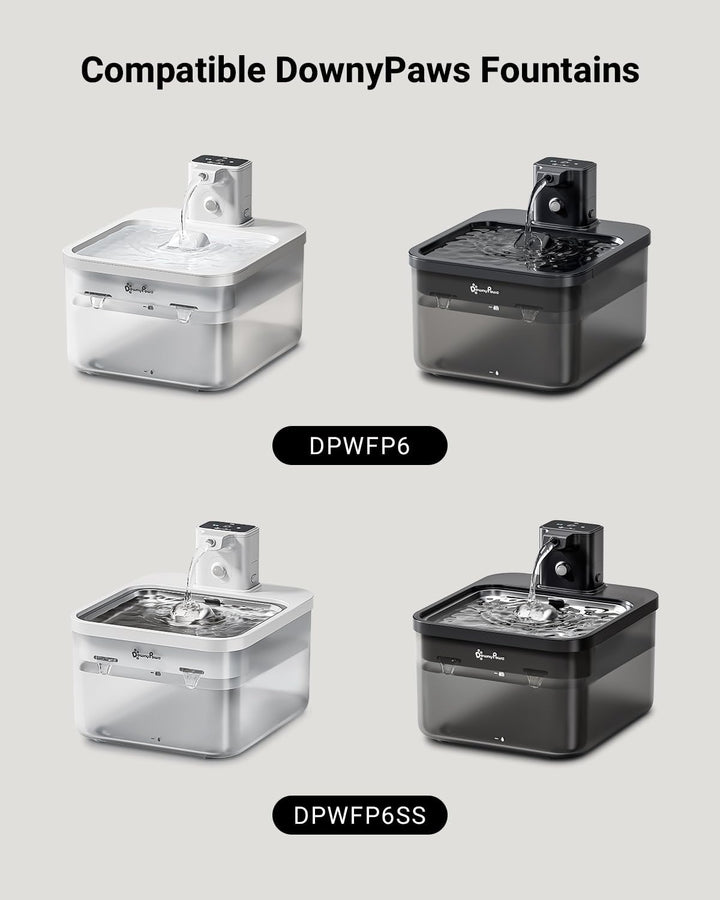 DownyPaws Trinkbrunnen für katze kabellos Filter 6 STK Für DPWFP6 Weiss, Weiss