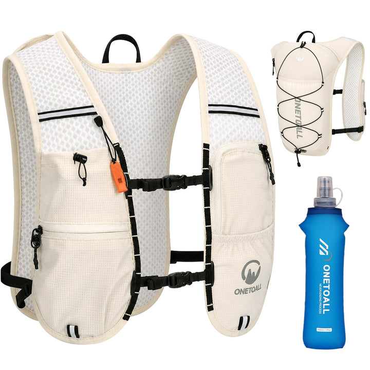 Laufweste Damen mit 500ml Trinkflasche/2L Trinkblase, Leichter Trinkrucksack Laufen Herren 6L, Runin