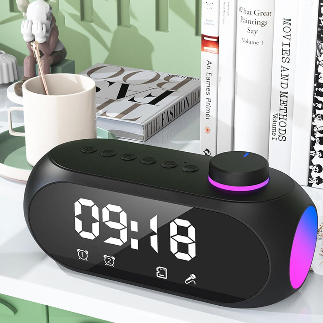 Digitaler Radiowecker für Schlafzimmer, Nachttisch-FM-Uhren mit Kabellosem Bluetooth-Lautsprecher, R