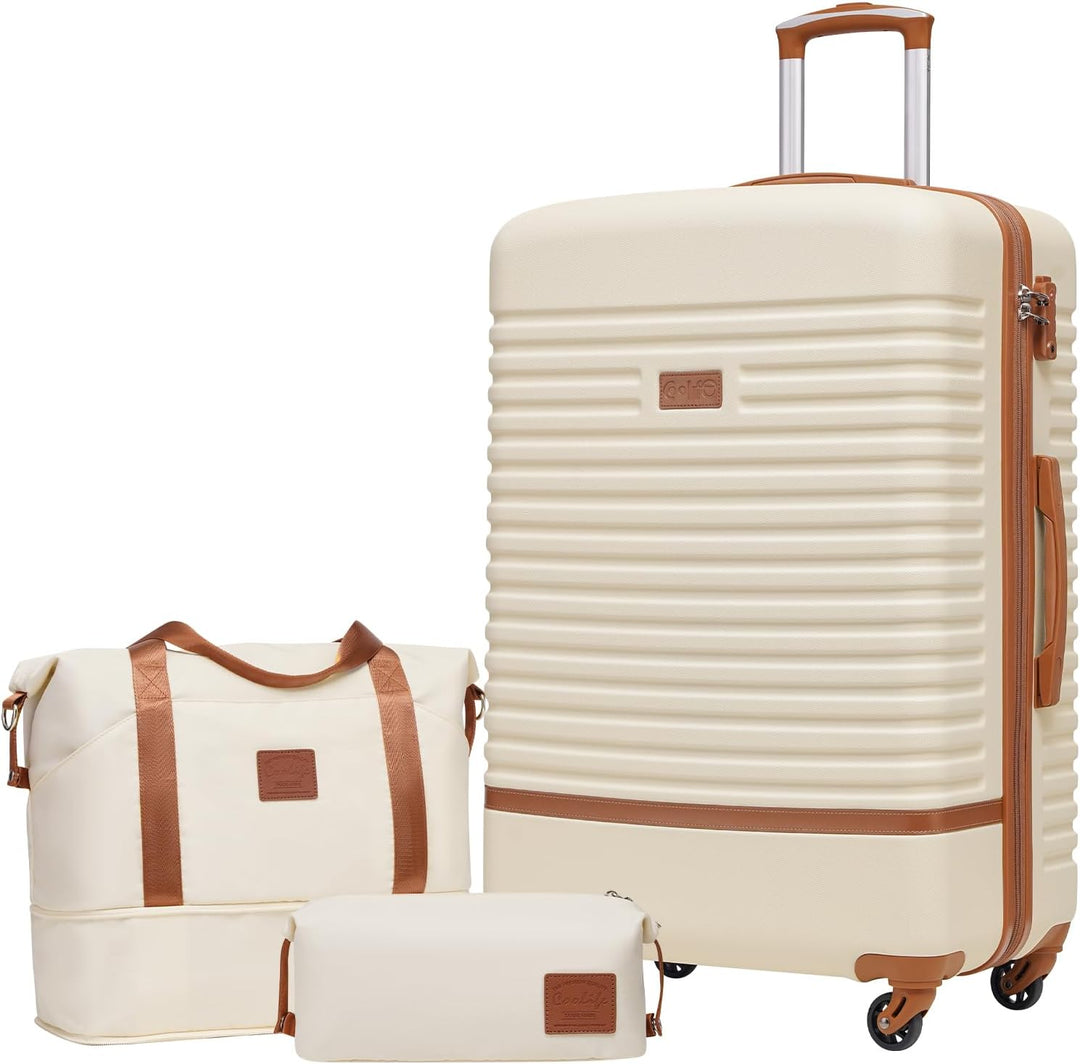 COOLIFE Koffer Trolley Koffer Reisekoffer von ABS Hartschalen Trolley 4 Rollen TSA-Schloss Der Koffe