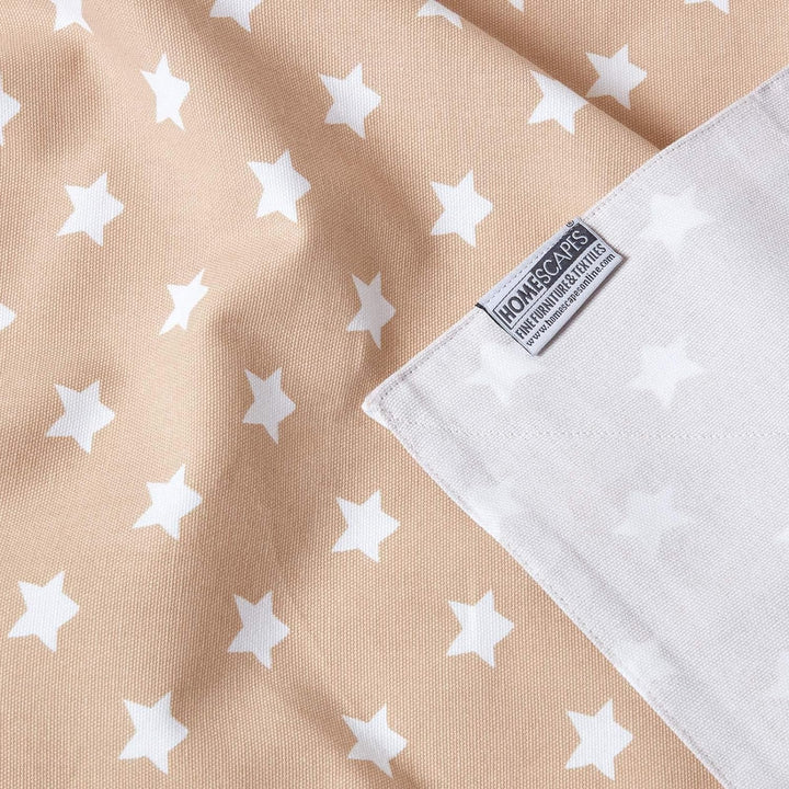 Homescapes Patchwork-Tagesdecke mit Sterne-Muster, beige, gemusterteter Bettüberwurf aus 100% Baumwo