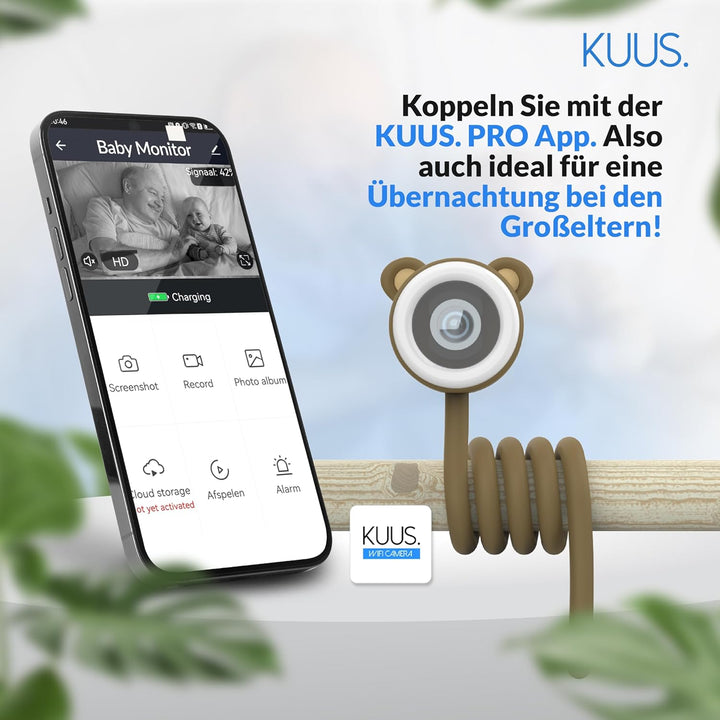 KUUS. Babyphone mit Kamera und APP 2K/3MP, White Noise Einschlafhilfe mit 6 Beruhigungsklängen, Baby