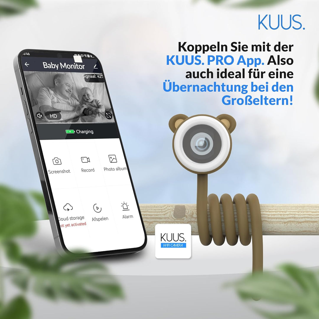 KUUS. Babyphone mit Kamera und APP 2K/3MP, White Noise Einschlafhilfe mit 6 Beruhigungsklängen, Baby