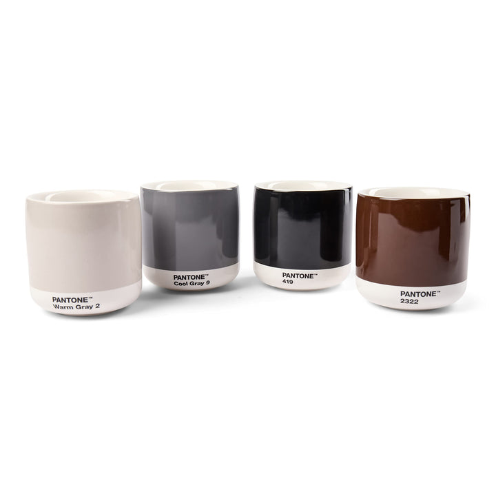 PANTONE Porzellan Latte Macchiato Thermobecher, 220ml, 4er-Set: Warm Gray 2 C, Cool Gray 2 C, Brown