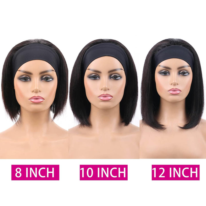 Huarisi 9a Headband Wigs Bob Human Hair 12 Inch Straight Bob Brazilian Wig Short Remy Hair Wigs Blun