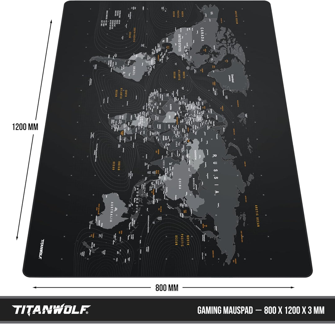 Titanwolf - XXXL Übergrösse Mauspad 1200x800 mm - XXXL Grossformat - Schreibtischunterlage - gummier