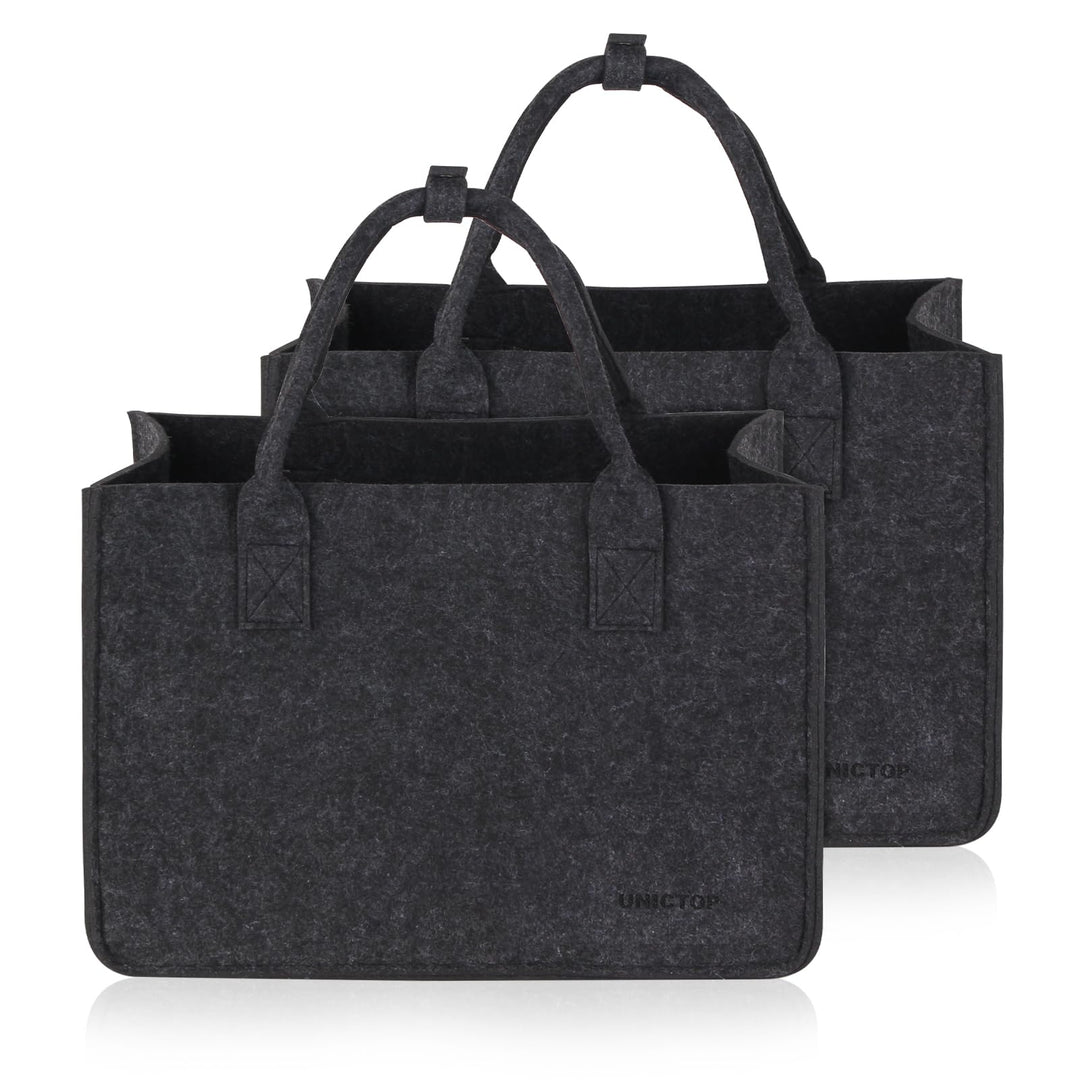 2Stk Filztasche Einkaufskorb,30L grosse Einkaufs-Tasche Filztaschen Shopping Bag, zweifarbig dunkelg