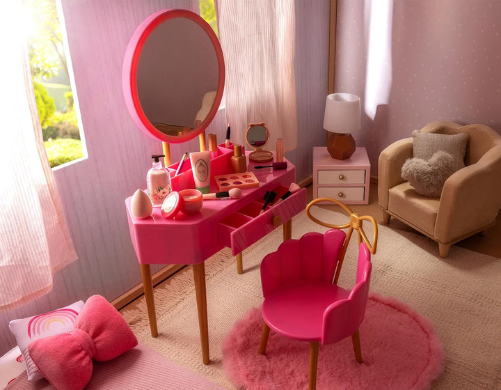 Our Generation - Fabulous Fun Vanity Set - Pinker Schminktisch & Stuhl Set - Spiel - Make-up & Spieg