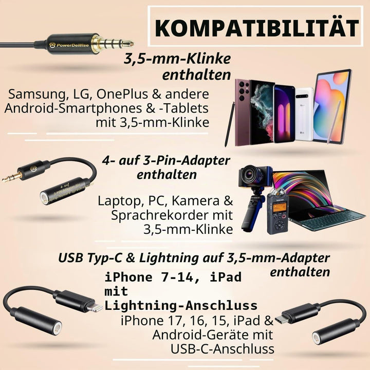 Professionelles Lavalier Mikrofon Omnidirektionales Ansteckmikrofon mit Klammersystem Perfekt für di
