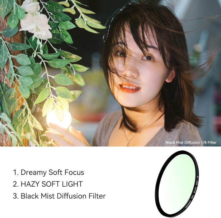 7artisans Black Mist Filter 1/8 Aluminiumlegierung, natürlicher weicher Diffusor-Effekt, weicher Fok
